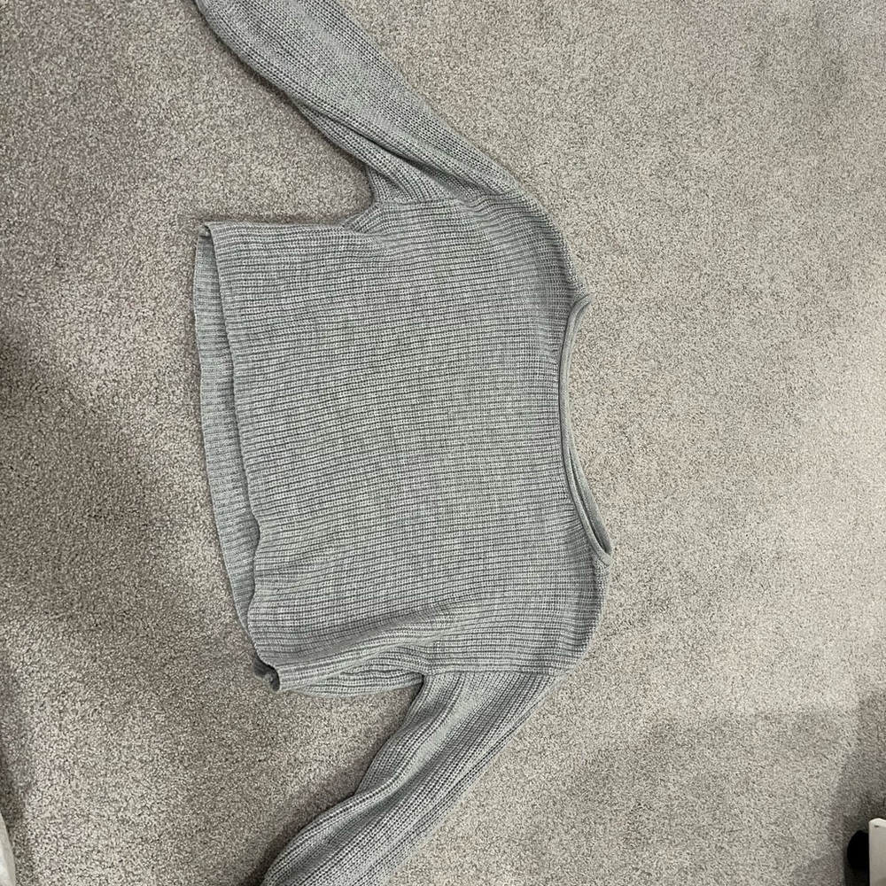 Garage Gray Ribbed Crew Neck Sweater